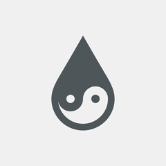 Water drop droplet raindrops Yin-yang icon quality vector illustration cut	