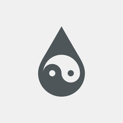 Water drop droplet raindrops Yin-yang icon quality vector illustration cut	