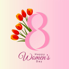 Vector happy women's day greeting card. International women's day