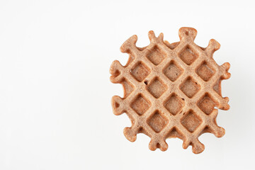 Viennese waffle, homemade pastry, isolate on white background, copy space