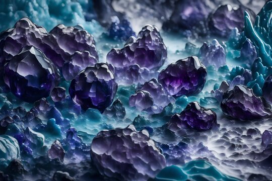 Liquid elegance in royal purple and turquoise textures