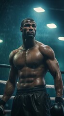 Fototapeta na wymiar a muscular man in a boxing ring