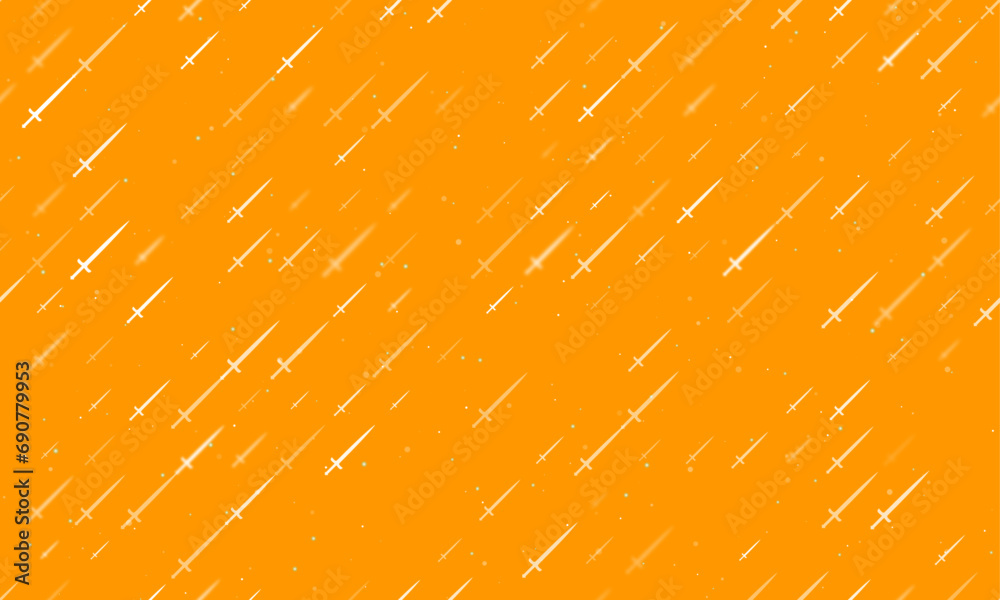 Poster seamless background pattern of evenly spaced white sword symbols of different sizes and opacity. vec