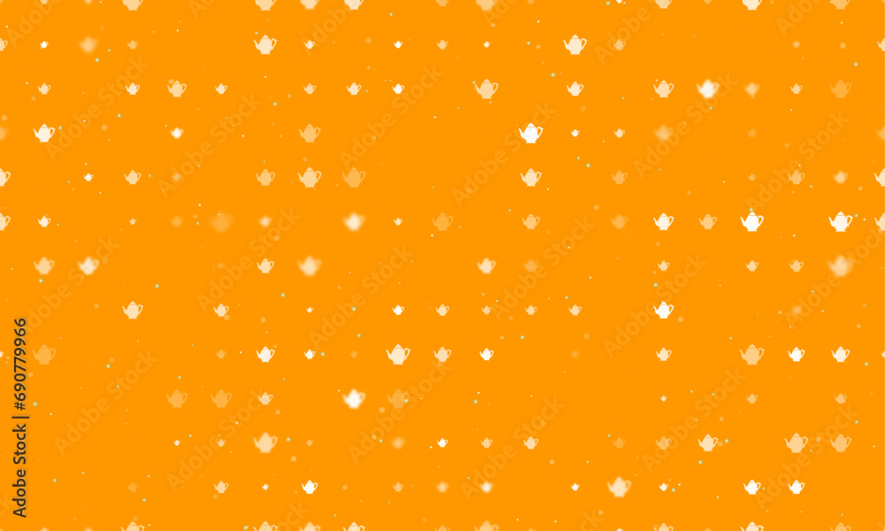 Poster seamless background pattern of evenly spaced white teapots of different sizes and opacity. vector il