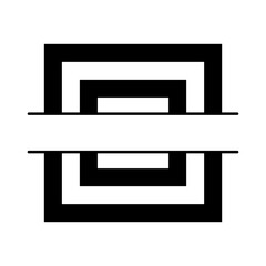 Squares Split Frame Monogram Design,  Copy space for monogram, title, badge, insignia, logo, emblem or symbol.  Isolated on white.