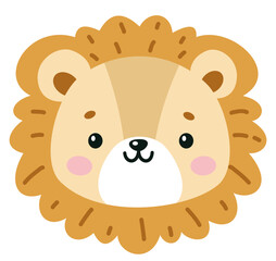 Children's vector print for clothes. Cute lion cub. Vector illustration