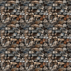 seamless texture of old wild stone masonry