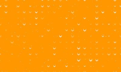 Seamless background pattern of evenly spaced white necklace symbols of different sizes and opacity. Vector illustration on orange background with stars