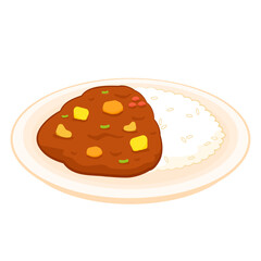 Japanese curry cartoon vector. Japanese curry top view on white background.