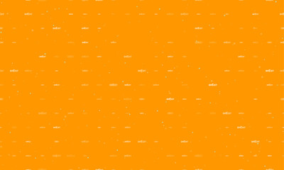 Seamless background pattern of evenly spaced white brexit symbols of different sizes and opacity. Vector illustration on orange background with stars