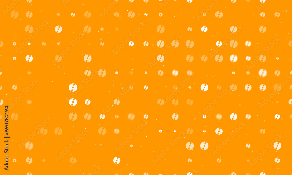Poster seamless background pattern of evenly spaced white cd symbols of different sizes and opacity. vector