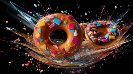 Fototapeta premium Colorfully decorated multi colored donuts UHD wallpaper