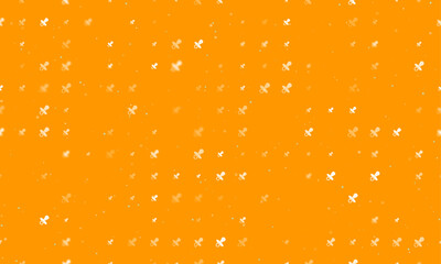 Seamless background pattern of evenly spaced white nipple symbols of different sizes and opacity. Vector illustration on orange background with stars