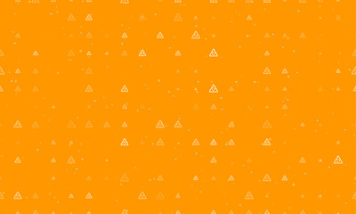 Seamless background pattern of evenly spaced white roundabout signs of different sizes and opacity. Vector illustration on orange background with stars