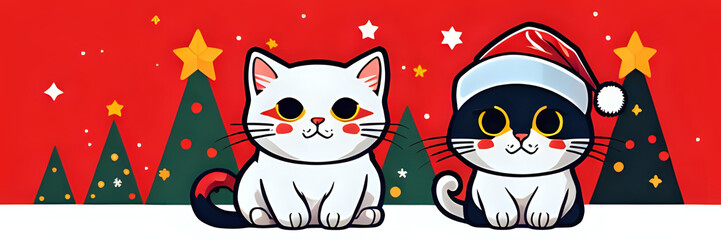 santa claus cat with christmas decorations, merry christmas, merry, merry christmas pattern 2024, merry christmas 2024, merry christmas wallpaper, Cute cat wearing a christmas hat