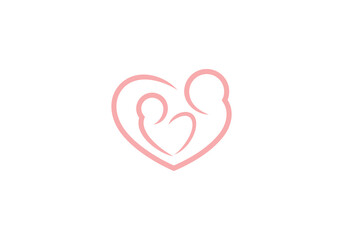 love mom baby logo design, health care symbol vector illustration	
