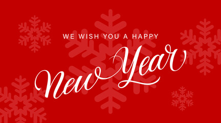 Fototapeta na wymiar Happy New Year. Calligraphic text on a red background.