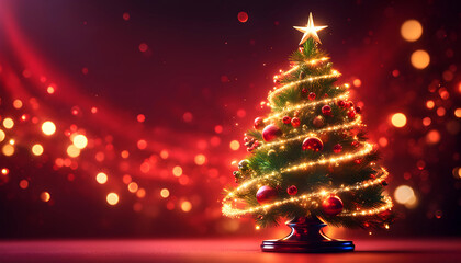 Delicate elegant 3D background template with Christmas tree on a beautiful background, Merry Christmas and Happy New Year