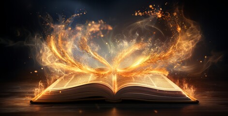 magic book and fire
