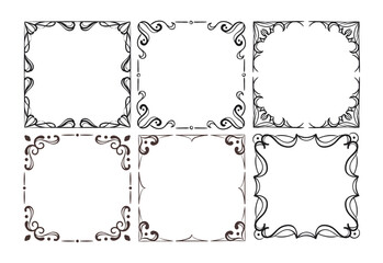 Assortment of hand drawn ornamental frames