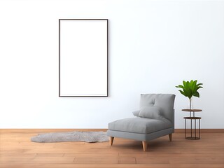 Living Room Framed Poster on Wall Mockup