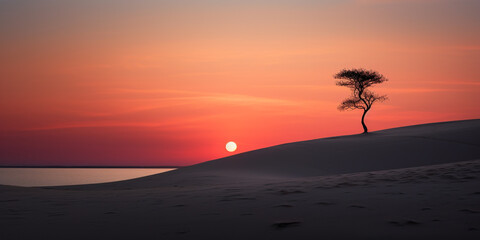 Obraz premium Sunset over the dunes. Dunes background. Dunes wallpaper