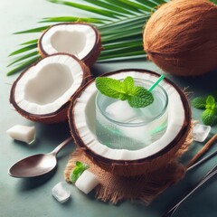 Coconut water, good for the heart and blood pressure, healthy, drink concept, generative ai	
