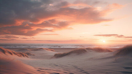 Fototapeta na wymiar Sunset over the dunes. Dunes background. Dunes wallpaper