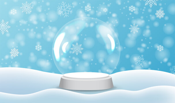 Snowfall And White Glass Clobe