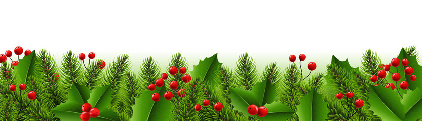 Holly Berry With Fir Tree Border