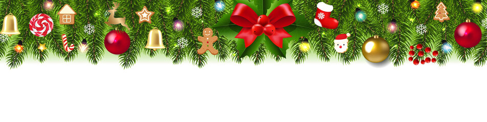 Merry Christmas Frame With Holly Berry And Toys