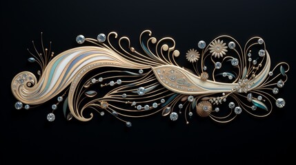 A series of hair clips arranged in a graceful pattern, reflecting subtle hues under studio illumination