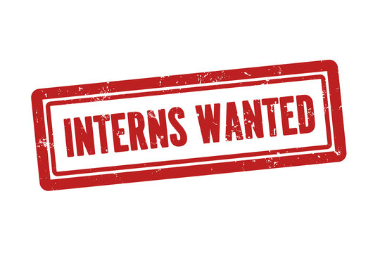 interns wanted symbol. A red stamp with words interns wanted. Isolated on white background.