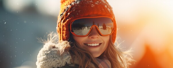 Joyful Skier Basking in Winter Sunlight