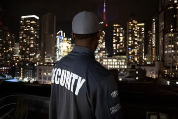 Security guard protecting corporate buildings in Toronto
