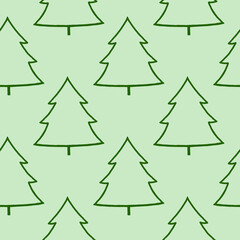 Christmas background with green trees on a white background. Seamless pattern.For textiles, gift wrapping.