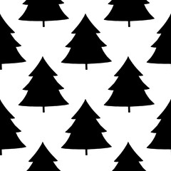 Fototapeta premium Christmas background with green trees on a white background. Seamless pattern.For textiles, gift wrapping.