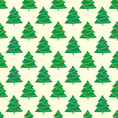Christmas background with green trees on a white background. Seamless pattern.For textiles, gift wrapping.