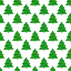 Christmas background with green trees on a white background. Seamless pattern.For textiles, gift wrapping.