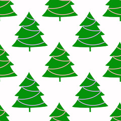 Christmas background with green trees on a white background. Seamless pattern.For textiles, gift wrapping.