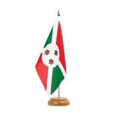 Burundi Flag, small wooden burundian table flag, isolated, alpha channel transparency, png