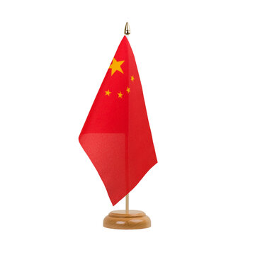 China Flag, small wooden chinese table flag, isolated, alpha channel transparency, png