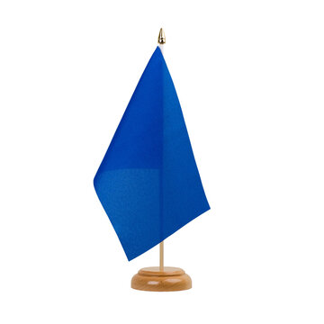 Blue Flag, small wooden table flag, isolated, alpha channel transparency, png