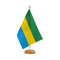 Gabon Flag, small wooden gabonese table flag, isolated, alpha channel transparency, png
