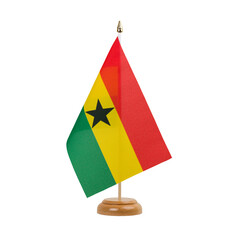 Ghana Flag, small wooden ghanaian table flag, isolated, alpha channel transparency, png