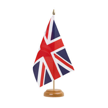 Great Britain Flag, small wooden british table flag, isolated, alpha channel transparency, png