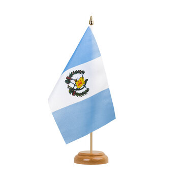 Guatemala Flag, small wooden guatemalan table flag, isolated, alpha channel transparency, png
