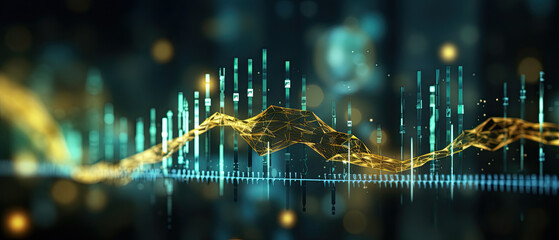Ups and downs in high tech data colorful energy grids graphic
