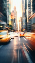 Urban Symphony in Motion. Abstract Defocused Cityscape Capturing the Pulse of Rush Hour Speed