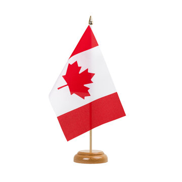 Canada Flag, small wooden canadian table flag, isolated, alpha channel transparency, png